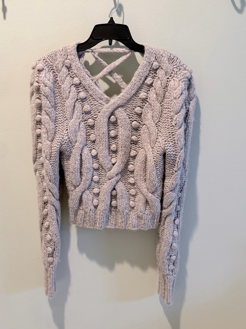 Sea New York Light Lavender Cable Bobble V-Neck Sweater
